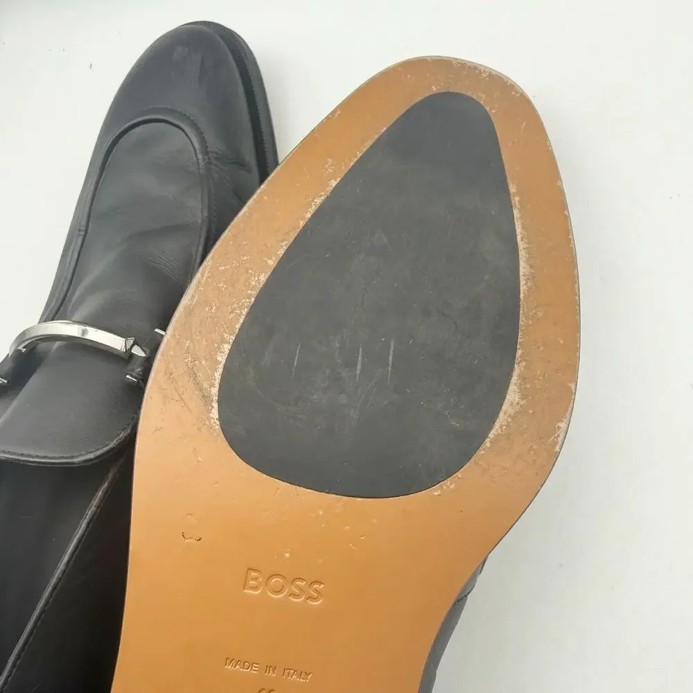 BOSS Mens Derrek Bit Loafers US 11 EU 44 Black Leather GUC